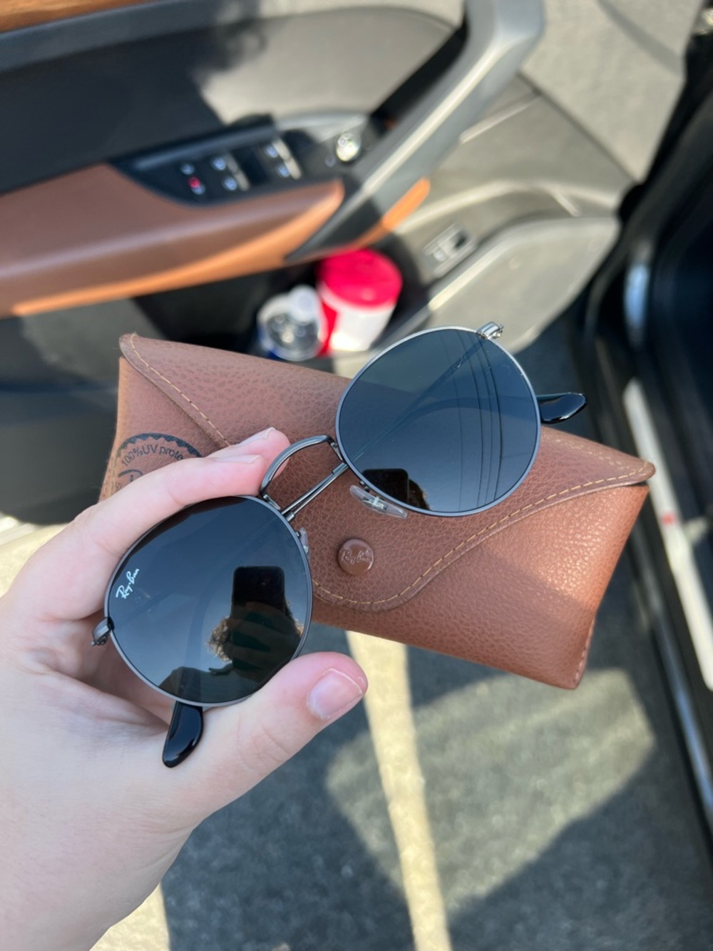 RAY-BAN Black Round Metal Sunglasses w/ Case -- 50021- UNISEX